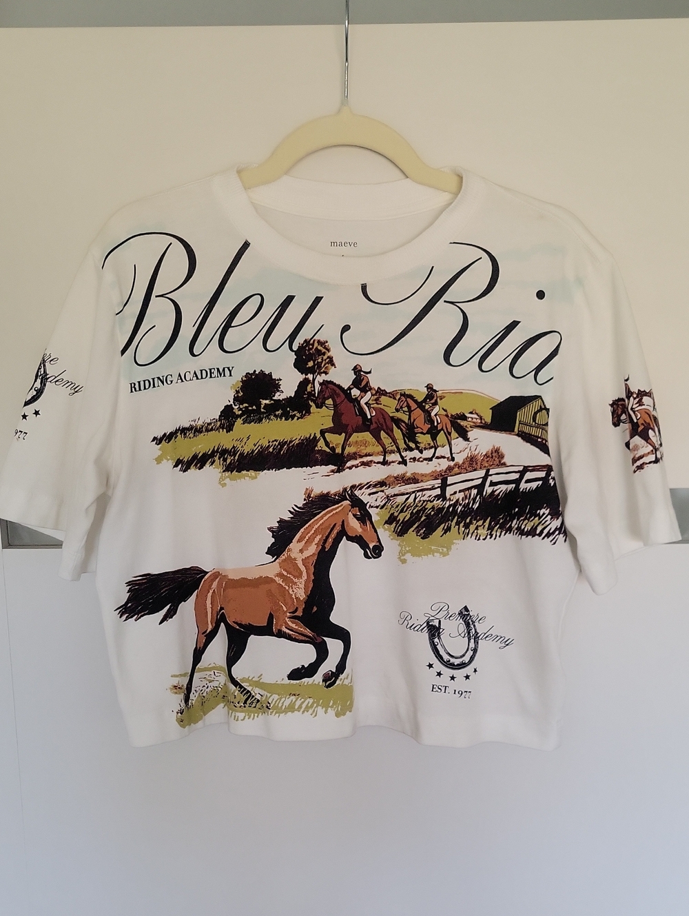 Maeve Cropped Graphic Tee Equestrian Theme Small